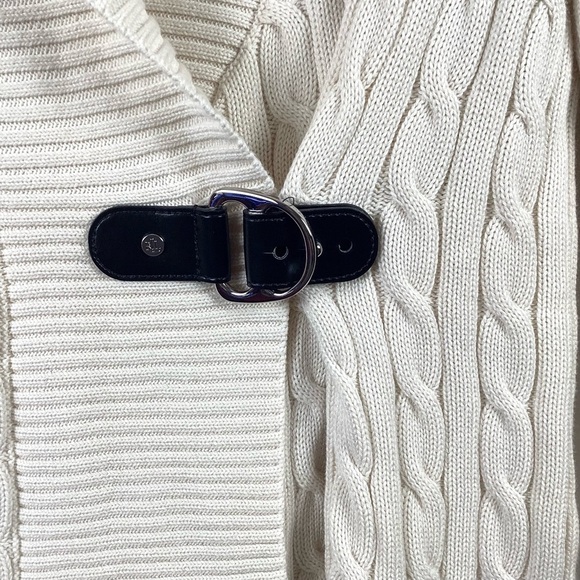 Lauren Ralph Lauren Cream Cotton Cable Shawl Collar Cardigan Size. XL/ TG - Picture 4 of 13